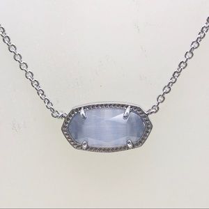 Kendra Scott Elisa Cat's Eye Slate Gray Necklace Silver Tone